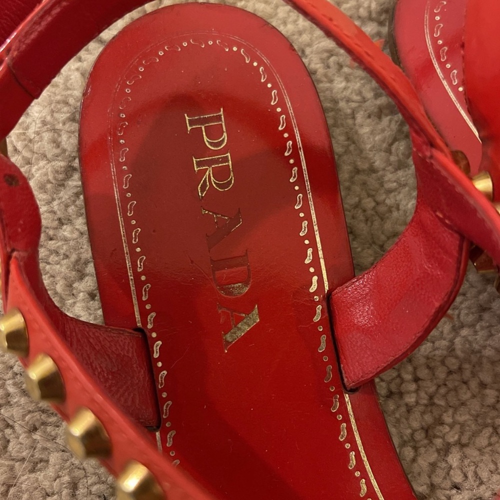Prada studded red sandals